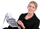 Confused lady with calculator