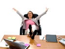 Lady relaxing with legs up on table